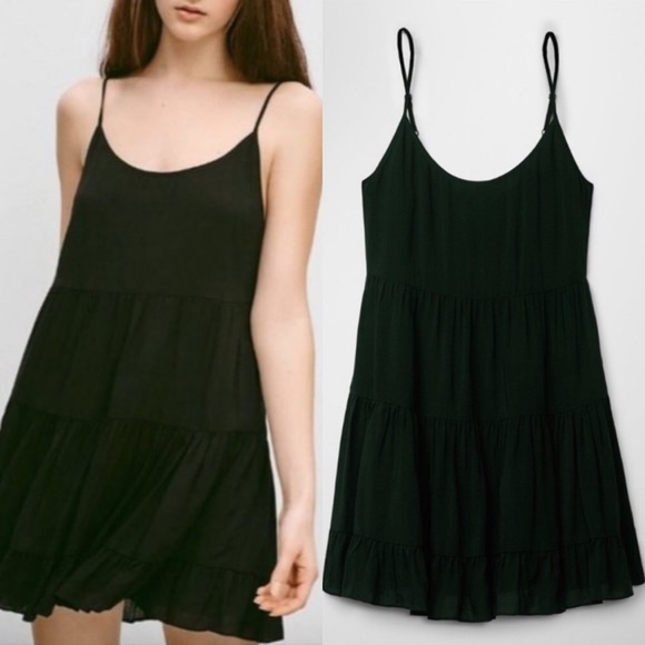 Aritzia Talula Teal Sea Blue Tiered Tank Mini Dress L - Picture 9 of 9